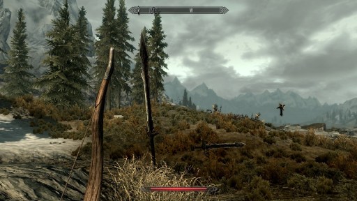 We see floating weapons